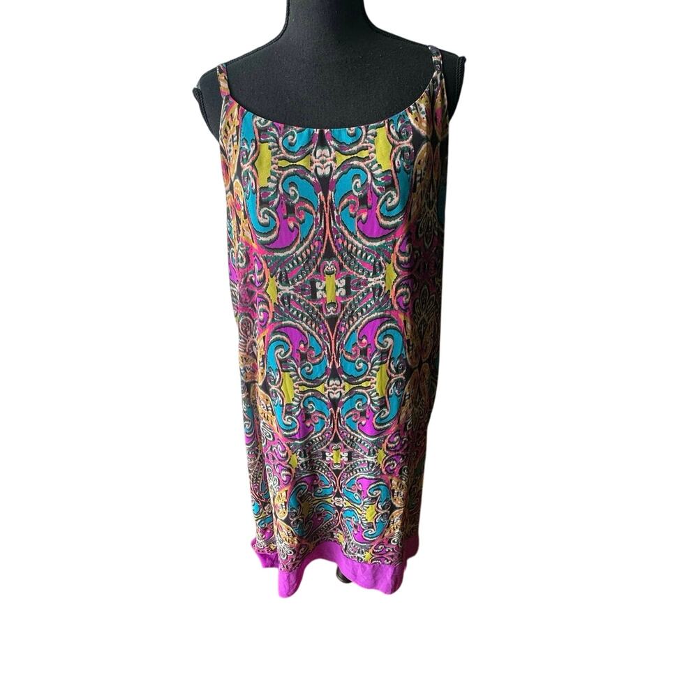 Lane Bryant Paisley Maxi Dress 18/20 Adjustable Straps Boho Colorful Flow